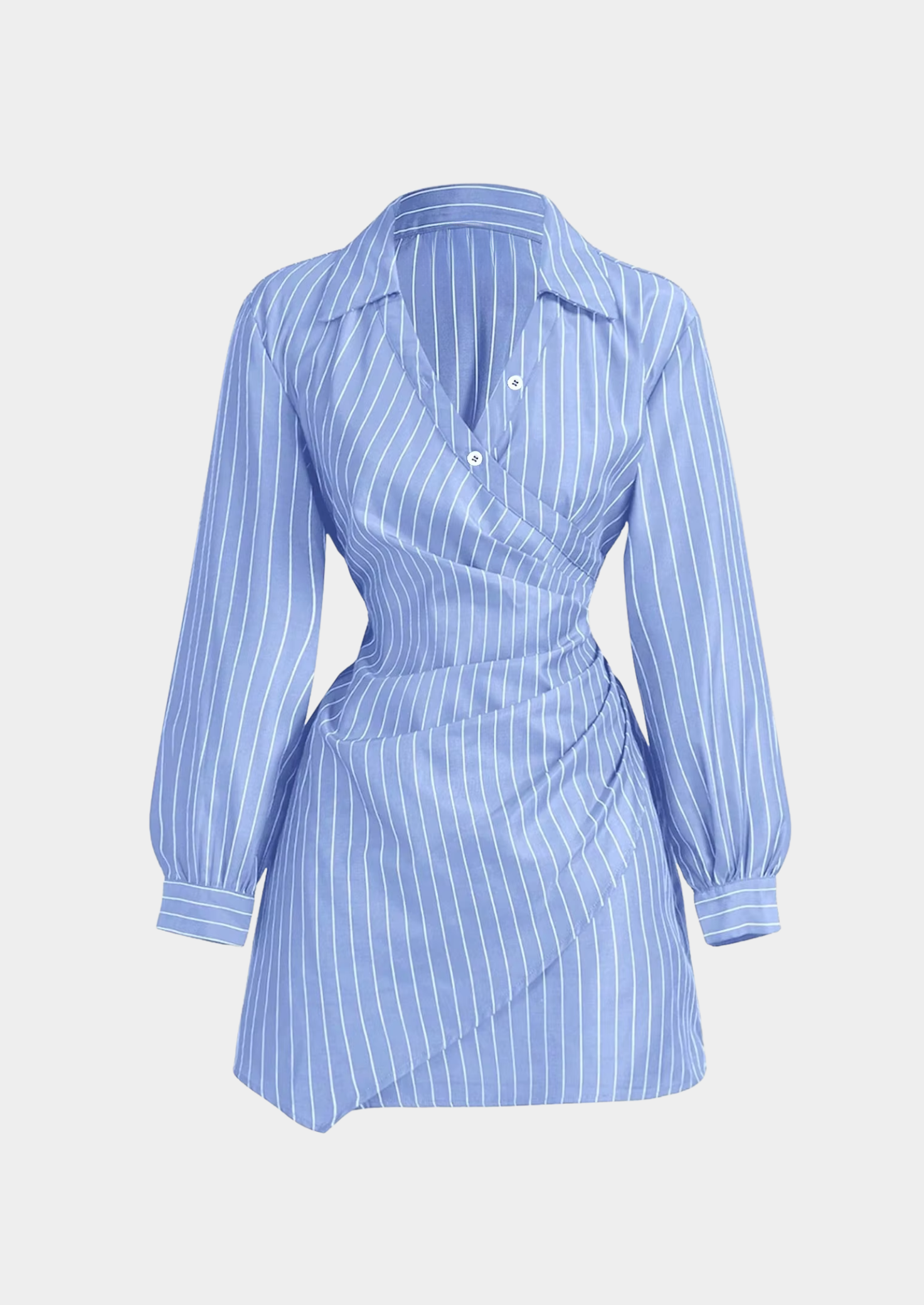 Women’s Striped Mini Wrap Dress with Asymmetrical Hem