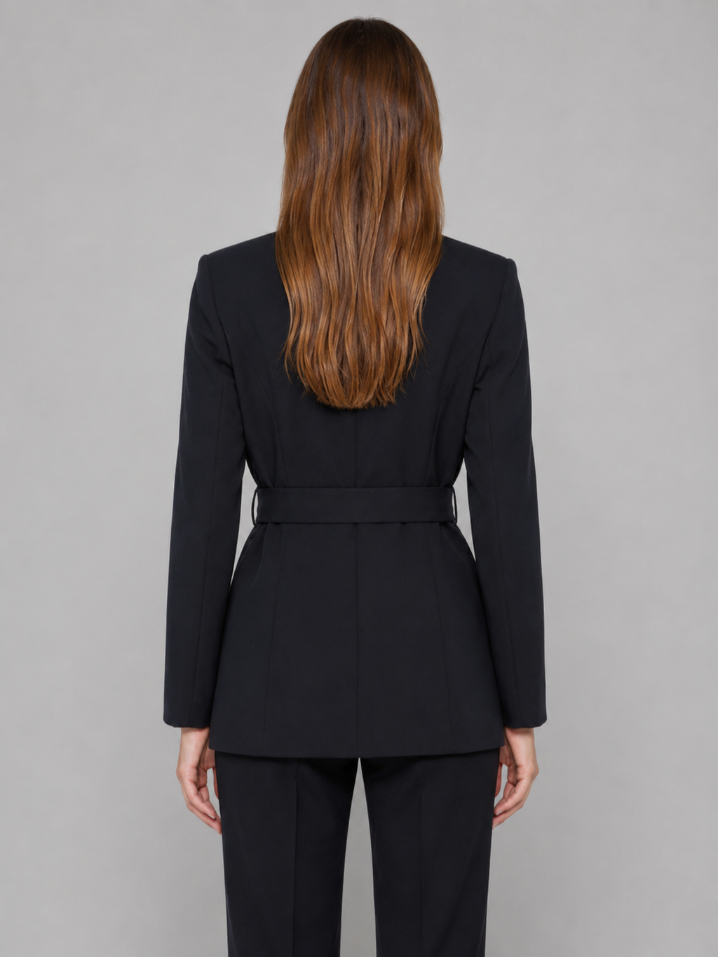 Women’s Belted Blazer with Structured Shoulders