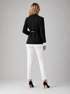 Women’s Blazer Jacket with Belt and Ruffle Trim