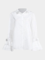 Women’s Button Front Blouse with Ruffle Cuffs