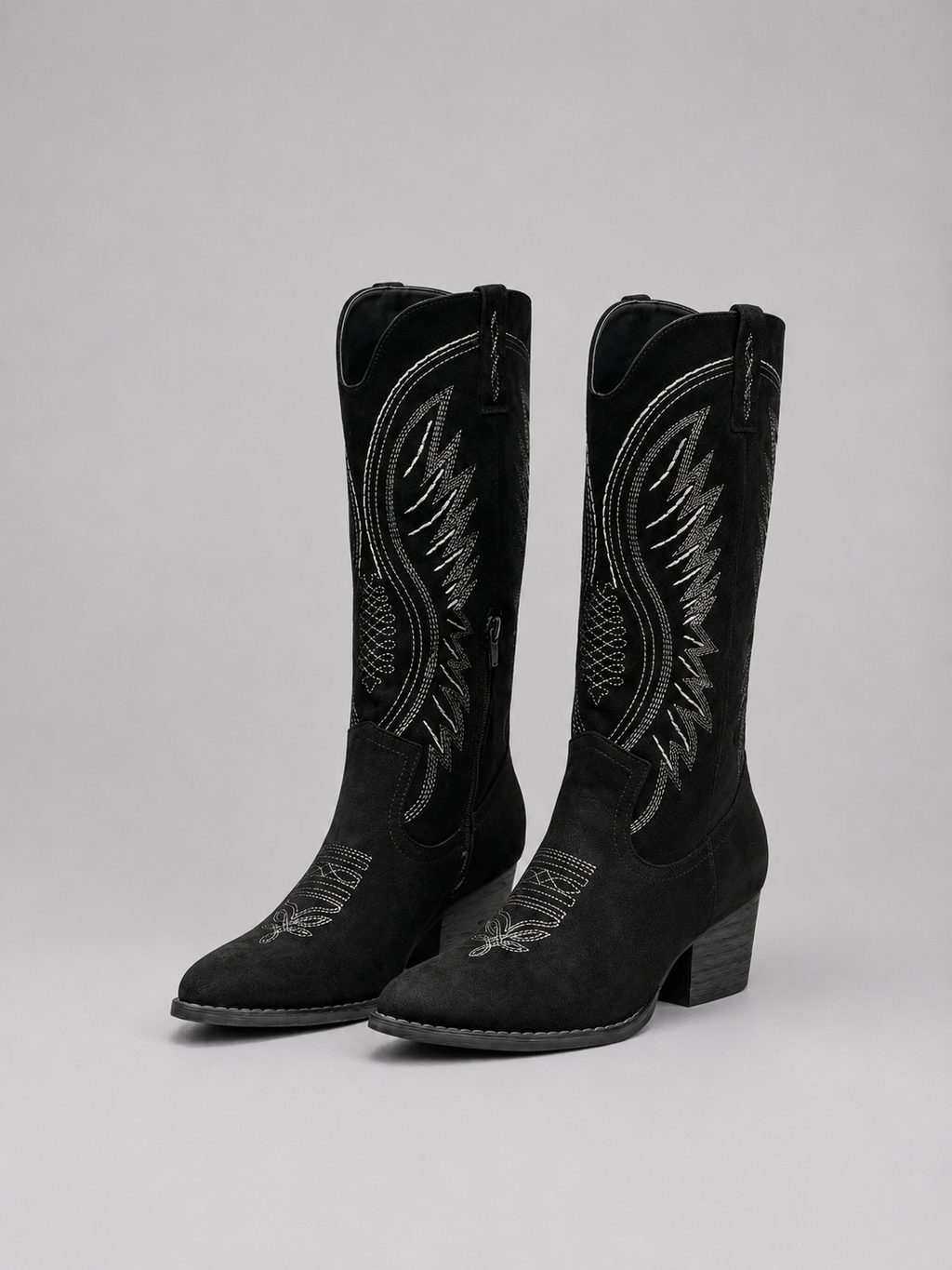 Women’s Cowboy Boots with Embroidered Knee-High Shaft