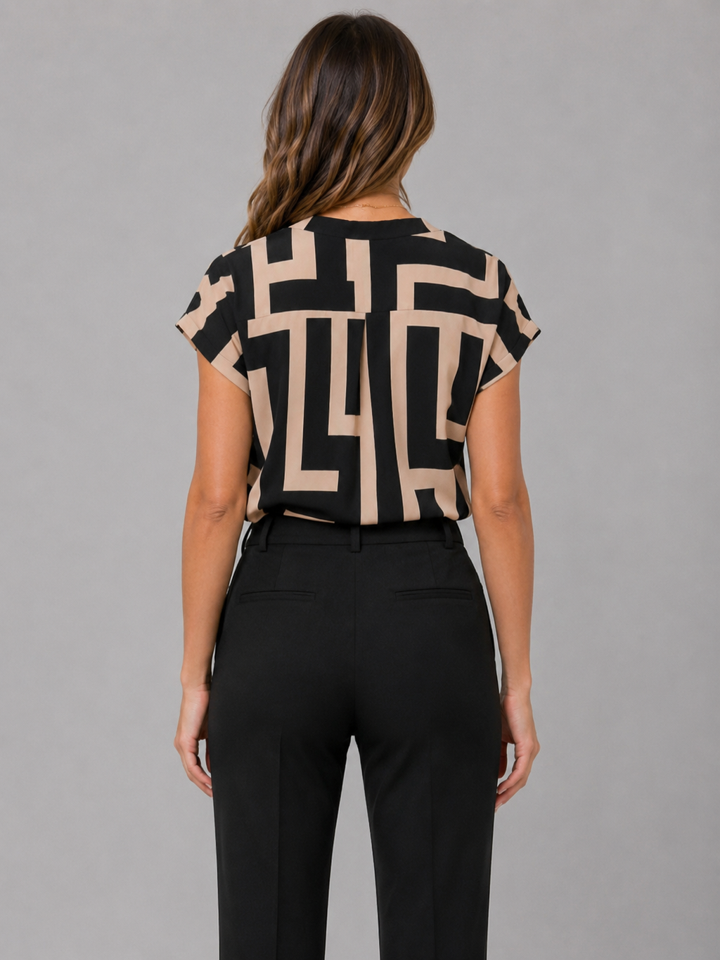 Women’s Geometric Print Blouse with V-Neck