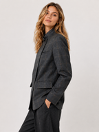 Women’s Plaid Blazer with Stand Collar and Long Sleeves
