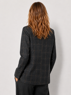 Women’s Plaid Blazer with Stand Collar and Long Sleeves