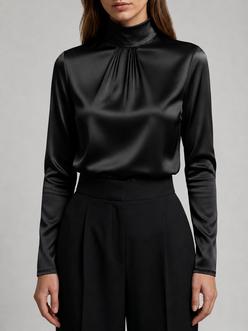 Women’s High Neck Blouse with Long Sleeves