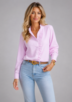 Women’s Long Sleeve Blouse with Front Ruffle Detail