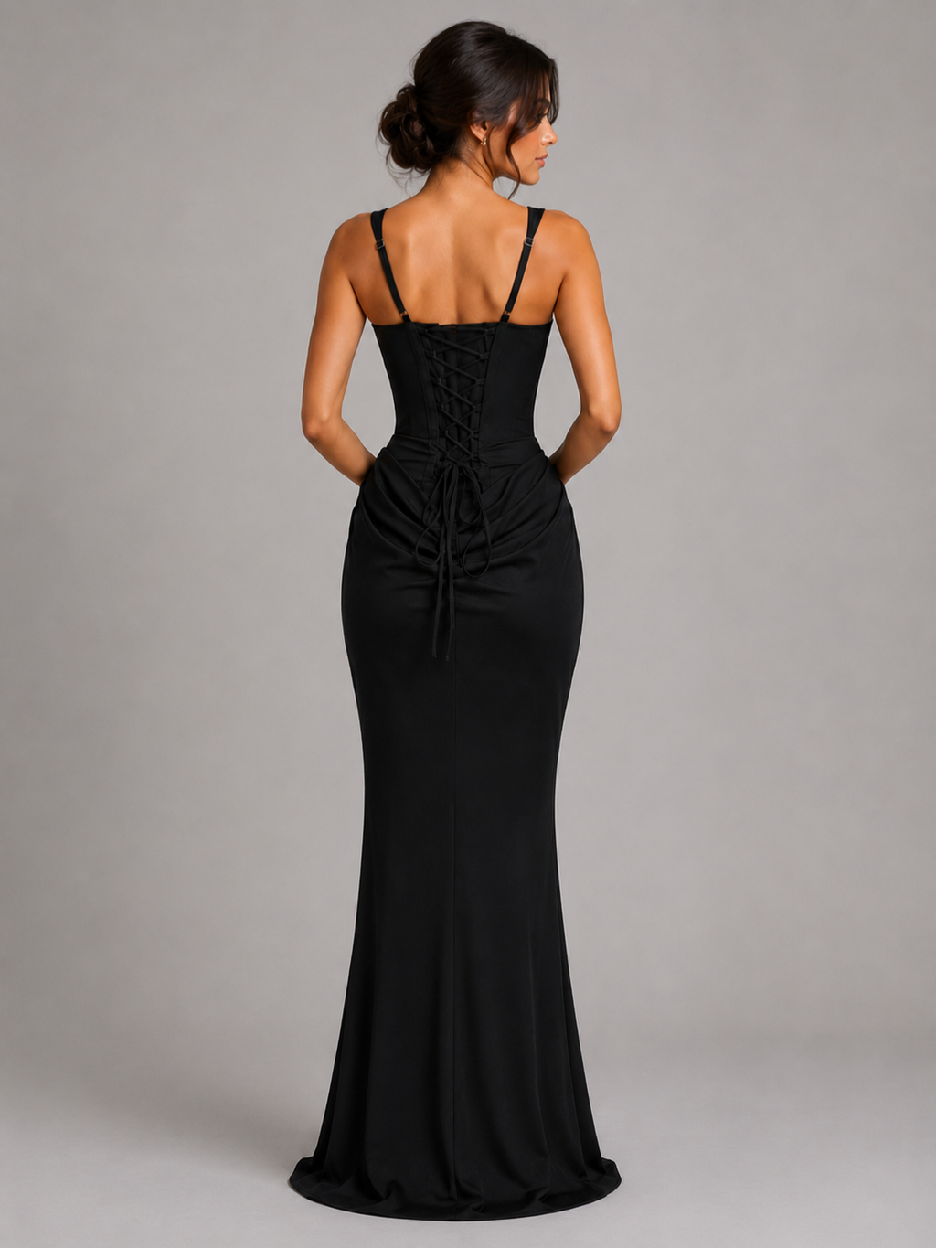 Women’s Maxi Dress with Square Neck and Draped Waist
