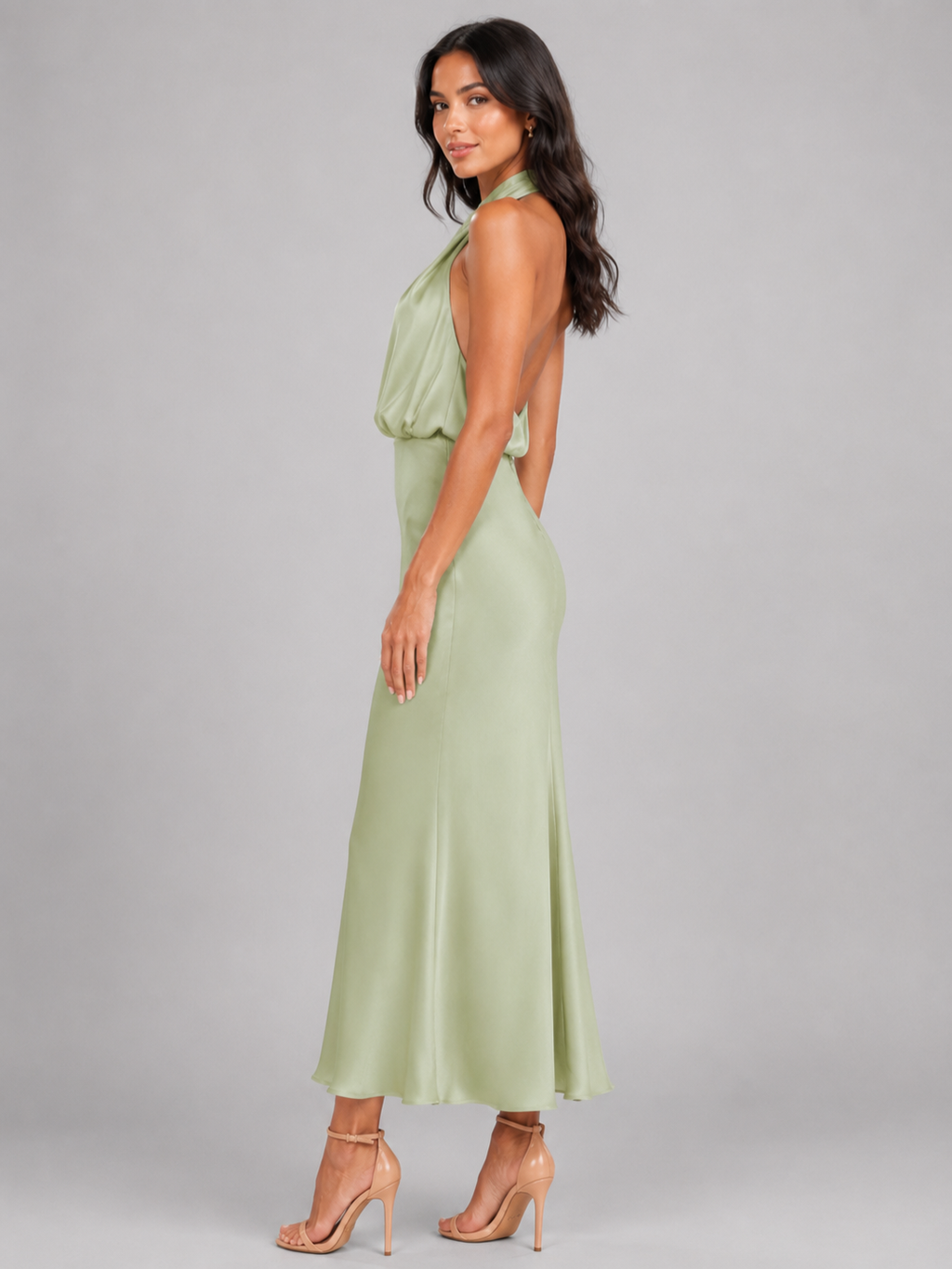 Women’s Midi Dress with High Neckline