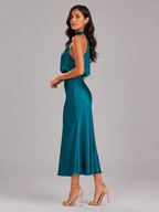 Women’s Midi Dress with High Neckline