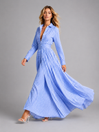 Women’s Striped Maxi Shirt Dress with Cinched Waist